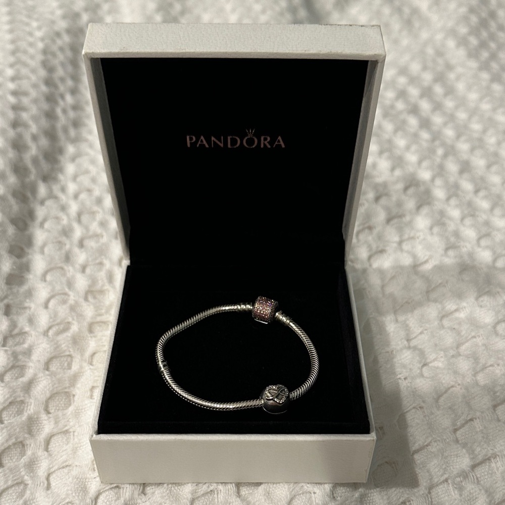 Pandora Silver Bracelet with Pink Charm